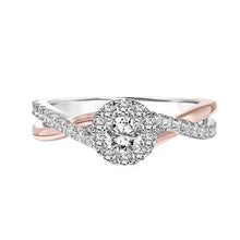 Load image into Gallery viewer, .65ctw Diamond Halo Ring with Diamond Accented Twist - 2-Tone