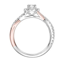 Load image into Gallery viewer, .65ctw Diamond Halo Ring with Diamond Accented Twist - 2-Tone