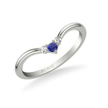 Load image into Gallery viewer, V-Shape Sapphire Band with Accenting Diamonds - White Gold