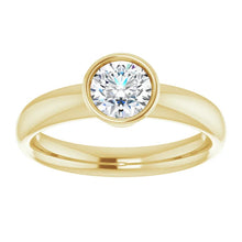 Load image into Gallery viewer, .70ct Bezel Set Diamond Solitaire Ring - Yellow Gold
