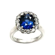 Load image into Gallery viewer, 3.21ct Sapphire Ring with Diamond Halo - Platinum