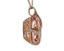 Load image into Gallery viewer, Morganite Pendant with Pave Diamond Overlap Design - Rose Gold