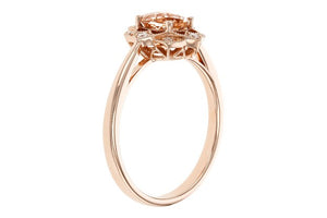 Morganite Ring w/ Diamond Accented Fancy Halo - Rose Gold