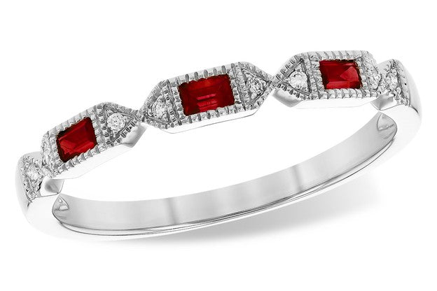 Ruby Baguette Ring w/ Diamond Accents - White Gold