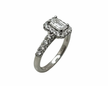 Load image into Gallery viewer, 1.47ctw Emerald Cut Diamond Halo Ring - Platinum