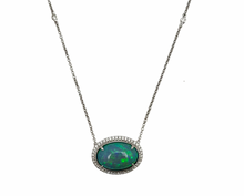 Load image into Gallery viewer, 6.00ct Opal Necklace with Diamond Halo - White Gold