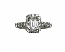 Load image into Gallery viewer, 1.47ctw Emerald Cut Diamond Halo Ring - Platinum