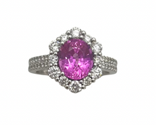 Load image into Gallery viewer, 2.55ct Pink Sapphire Ring with Diamond Halo - White Gold