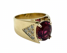 Load image into Gallery viewer, Rubellite Tourmaline Ring with Diamond Accents - Yellow Gold
