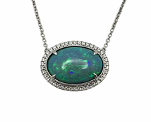 Load image into Gallery viewer, 6.00ct Opal Necklace with Diamond Halo - White Gold