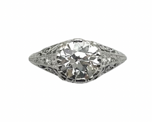 Load image into Gallery viewer, 1.70ctw Edwardian Era Diamond Ring with Floral Detail - Platinum