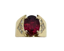 Load image into Gallery viewer, Rubellite Tourmaline Ring with Diamond Accents - Yellow Gold