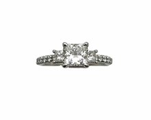 Load image into Gallery viewer, 1.7ctw Princess Cut Three Stone Ring with Diamond Accents - Platinum