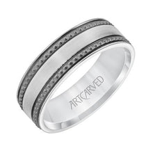 Load image into Gallery viewer, Black Rhodium Stripe Band - White Gold
