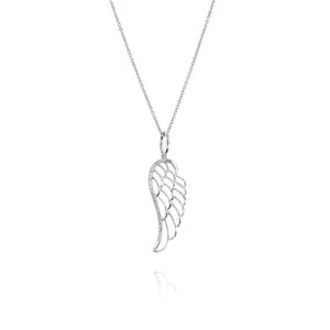 Angel Wing Diamond Pendant - White Gold