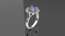 Load image into Gallery viewer, 2.39ct Sapphire Ring with Diamond Halo - Platinum