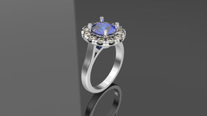 2.39ct Sapphire Ring w/ Diamond Halo - Platinum