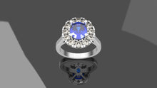 Load image into Gallery viewer, 2.39ct Sapphire Ring with Diamond Halo - Platinum