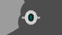 Load image into Gallery viewer, Alexandrite Ring with Diamond Halo - Platinum