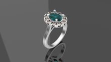 Load image into Gallery viewer, Alexandrite Ring with Diamond Halo - Platinum