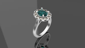 Alexandrite Ring w/ Diamond Halo - Platinum