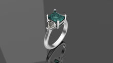 Load image into Gallery viewer, 1.76ct Emerald & Diamond 3 Stone Ring - Platinum