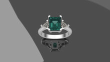 Load image into Gallery viewer, 1.76ct Emerald & Diamond 3 Stone Ring - Platinum