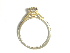 0.88ct Old Mine Diamond Epaulette Design Ring GIA - Two Tone