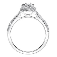 Load image into Gallery viewer, 0.96ctw Emerald Cut Diamond Halo Ring - White Gold