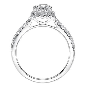 0.96ctw Emerald Cut Diamond Halo Ring GIA - White Gold