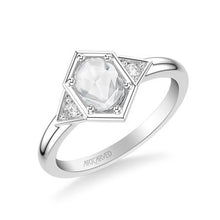 Load image into Gallery viewer, 0.56ctw Rose Cut Diamond Deco Style Ring - White Gold