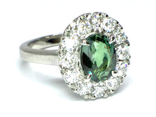 Load image into Gallery viewer, Alexandrite Ring with Diamond Halo - Platinum
