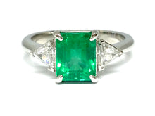 Load image into Gallery viewer, 1.76ct Emerald & Diamond 3 Stone Ring - Platinum