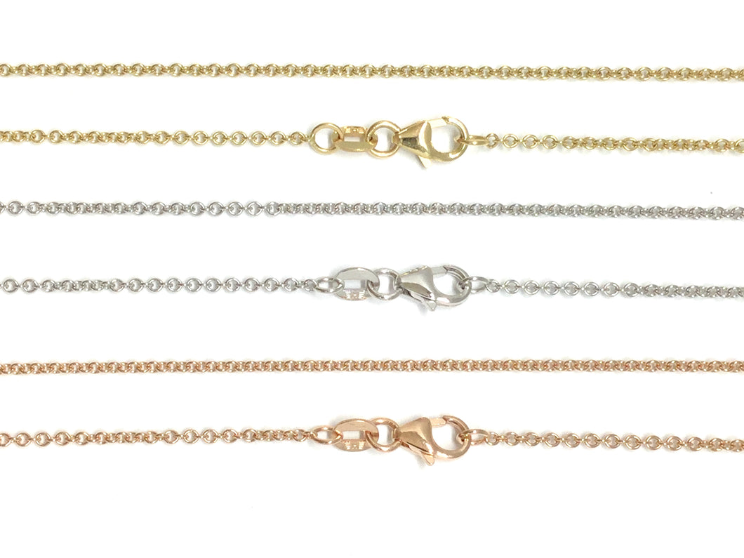 Cable Link Chain 1.5mm - White, Yellow, Rose Gold