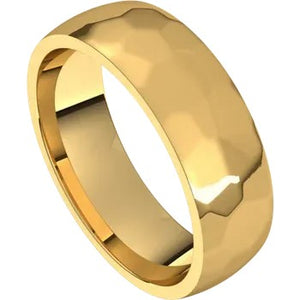 Rock Texture Half Round Band 6mm - Yellow Gold