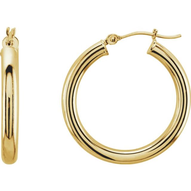 Hoop Earrings 25 x 3mm - Yellow Gold