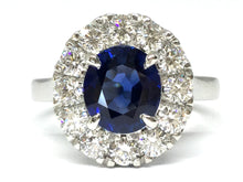 Load image into Gallery viewer, 2.39ct Sapphire Ring with Diamond Halo - Platinum