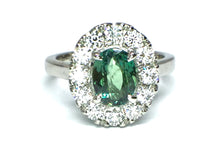 Load image into Gallery viewer, Alexandrite Ring with Diamond Halo - Platinum
