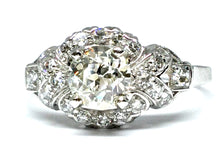 Load image into Gallery viewer, 1.12ctw Old Euro Diamond Deco Ring GIA - Platinum