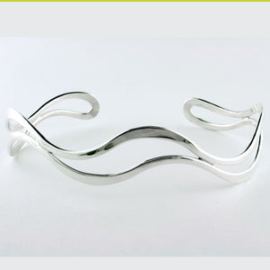 Double Wave Cuff Bracelet - Silver