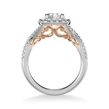 Load image into Gallery viewer, 1.28ctw Twist Shank Diamond Halo Ring GIA - Two Tone