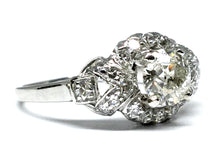 Load image into Gallery viewer, 1.12ctw Old Euro Diamond Deco Ring GIA - Platinum