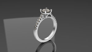 1.03ct Diamond Ring w/ Sapphire Shank - White gold