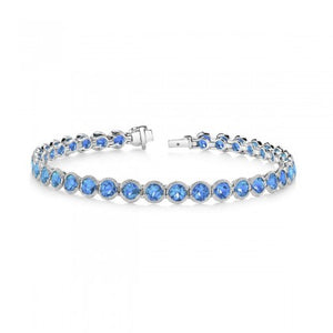 Blue Topaz Bezel Bracelet - White Gold