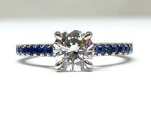 Load image into Gallery viewer, 1.03ct Diamond Ring w/ Sapphire Shank - White gold
