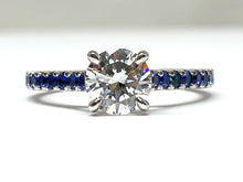 Load image into Gallery viewer, 1.03ct Diamond Ring with Sapphire Shank - White Gold