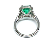 Load image into Gallery viewer, 2.82ct Emerald Ring w/ Diamond Halo, Split Shank &amp; Gallery - Platinum
