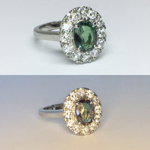 Load image into Gallery viewer, Alexandrite Ring with Diamond Halo - Platinum