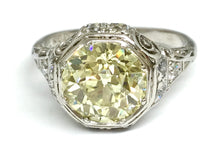 Load image into Gallery viewer, 2.58ctw Old Euro Yellow Diamond Deco Ring - Platinum