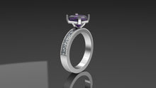 Load image into Gallery viewer, Purple Sapphire Ring with Diamond Accents - White Gold